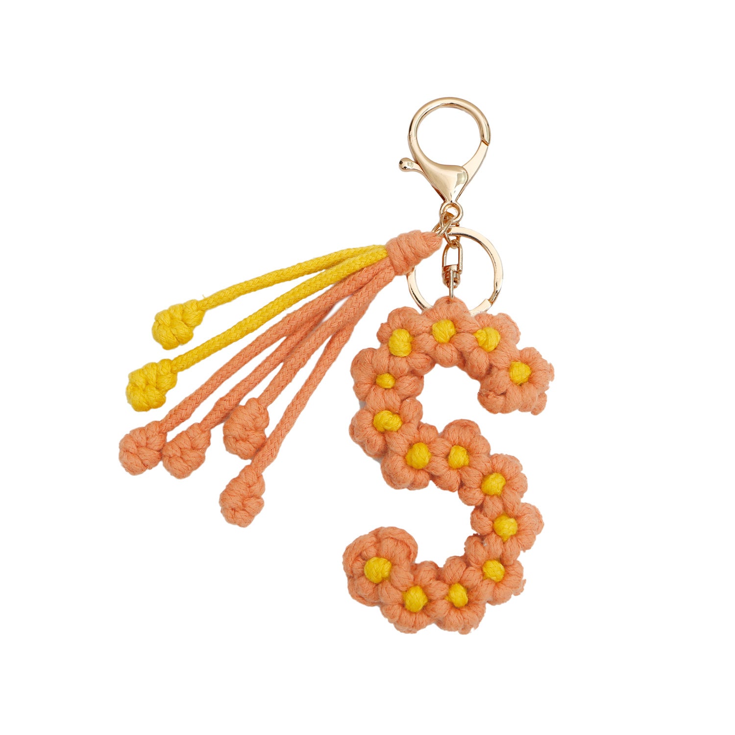 Wholesale Bohemian Handmade Woven Letters, Rice Ears, Flowers, Thanksgiving Maple Leaf Alloy Keychain